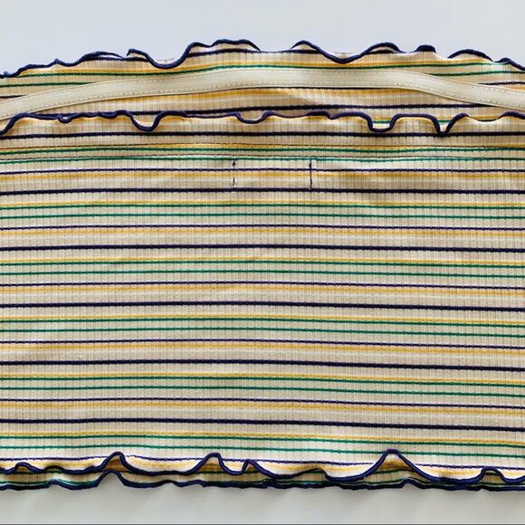 BP Multicolor Stripe Ribbed Lettuce Hem Crop Tube Top XL - Picture 7 of 8